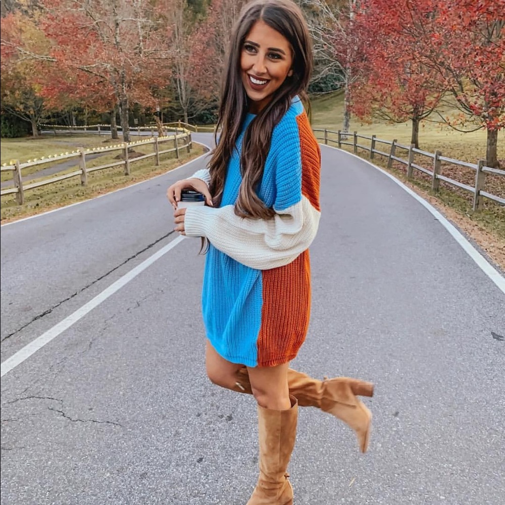 Color block sweater dress